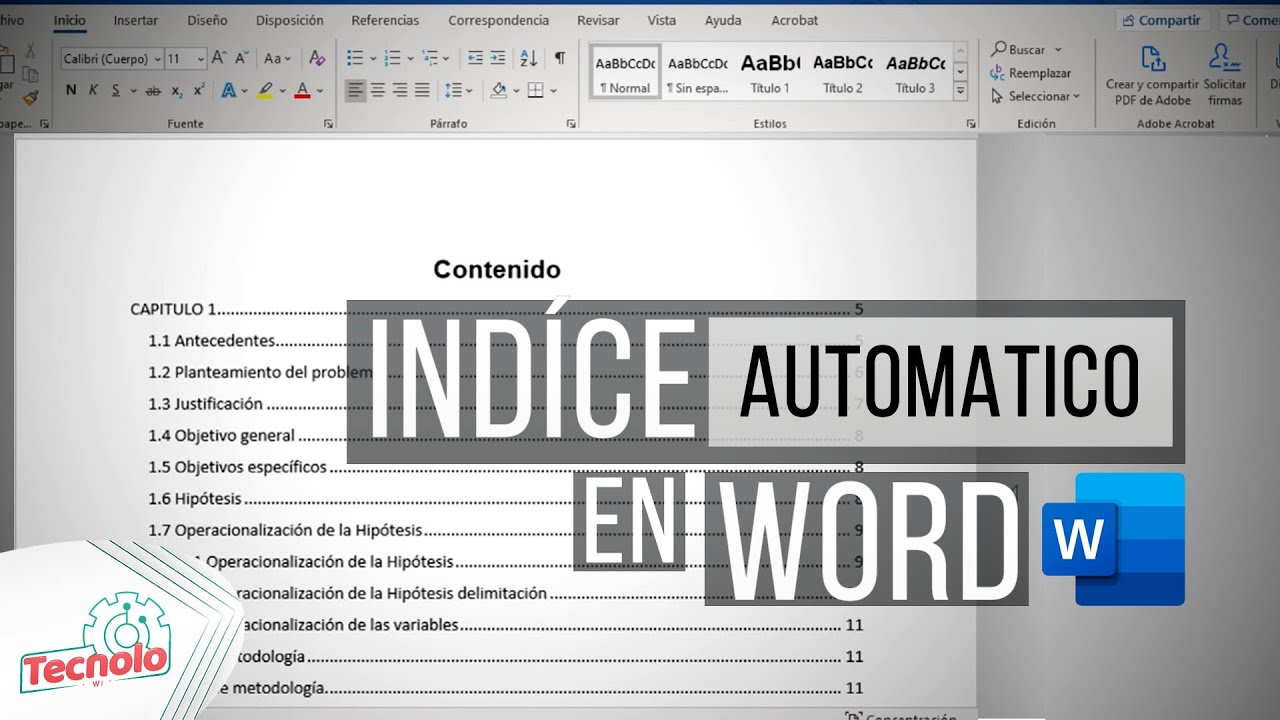 indice de un trabajo de investigacion